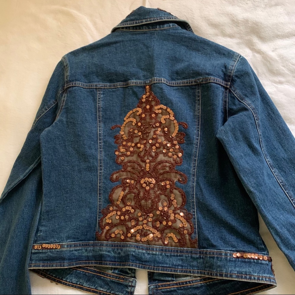 Cache NEW Sequin & Lace Denim Jacket - Picture 4 of 6